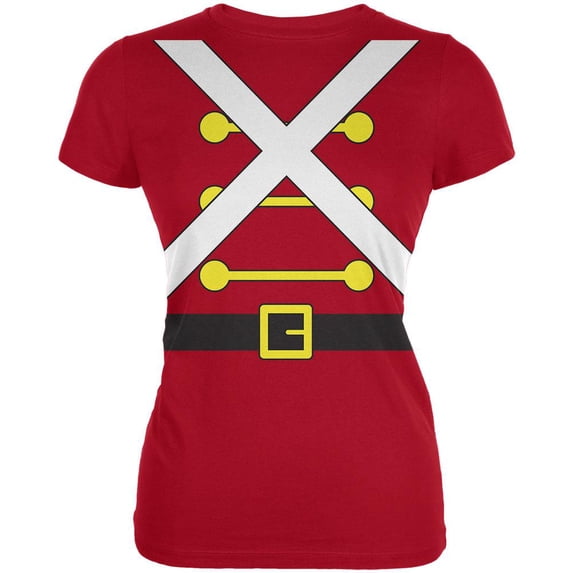 Christmas Toy Soldier Costume Red Juniors Soft T-Shirt - Large