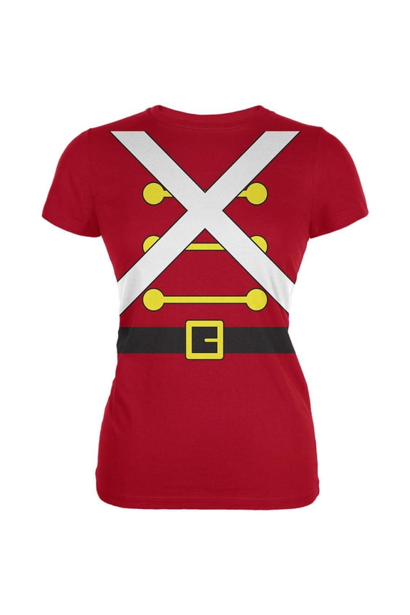 Christmas Toy Soldier Costume Red Juniors Soft T-Shirt - X-Large