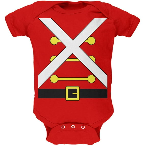 Christmas Toy Soldier Costume Red Soft Baby One Piece - 3-6 months