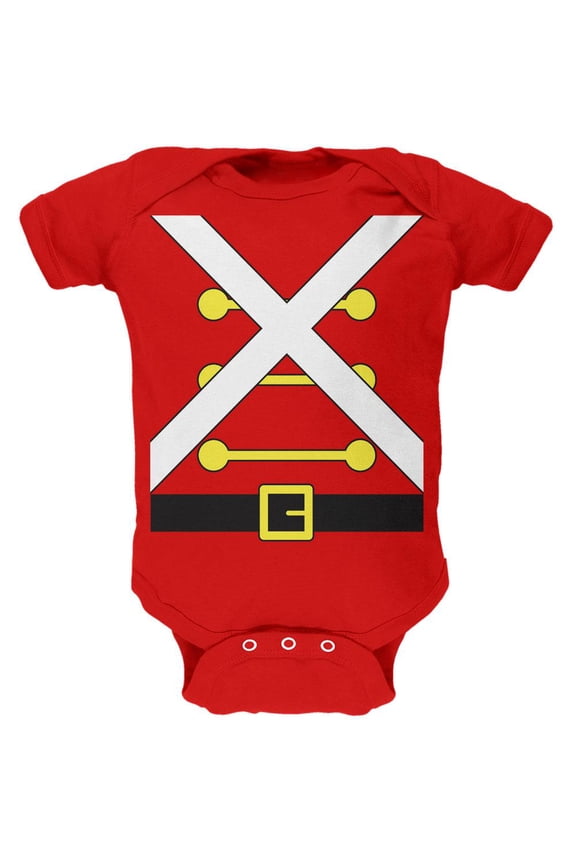 Christmas Toy Soldier Costume Red Soft Baby One Piece - 9-12 months