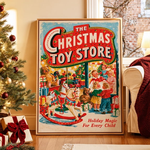 Christmas Toy Store Poster, Retro Holiday Nursery Wall Art - MULTIPLE ...