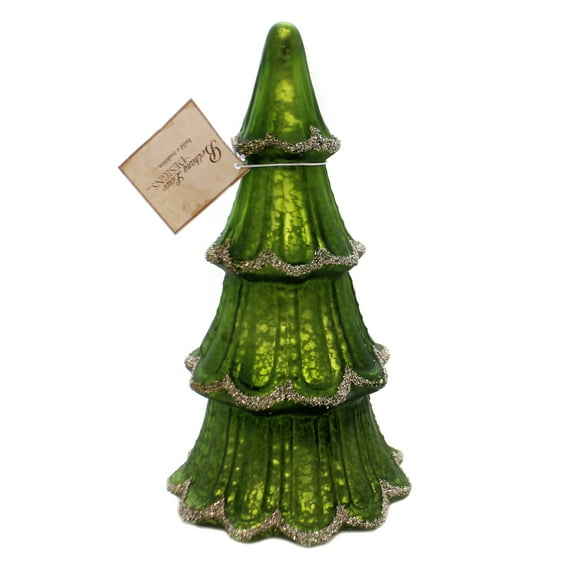 Christmas Traditional Mercury Glass Tree Glass Glittered Lc7125 Green
