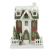 Christmas Traditional Tall House Paper Board Putz Retro Vintage Lc0690 Grn Roof
