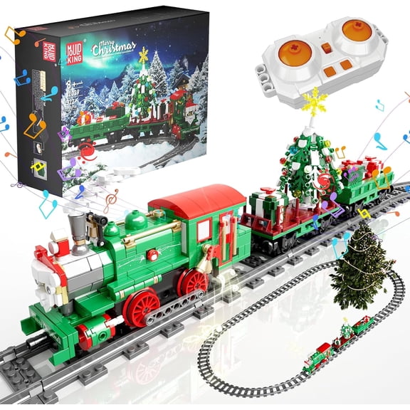 Christmas Train Building Set, Locomotive Model Blocks Kit with Christmas Tree, RC Toy Train Sets for Boys Kids and Adults, App and Remote Control Steam Train with Motor (922 Pieces)