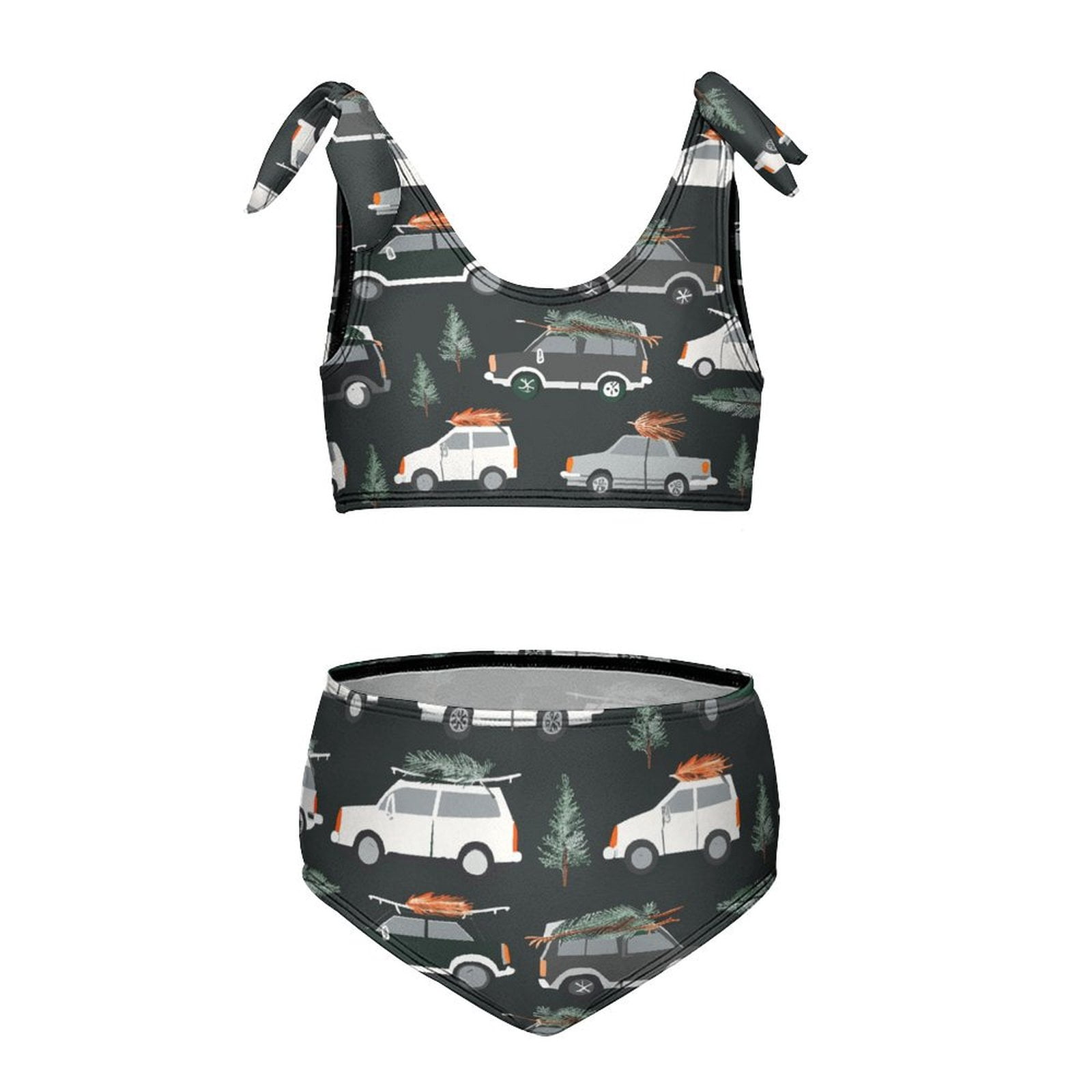 Christmas Train Cedar Tree Girls' beach sports two-piece swimsuit set ...