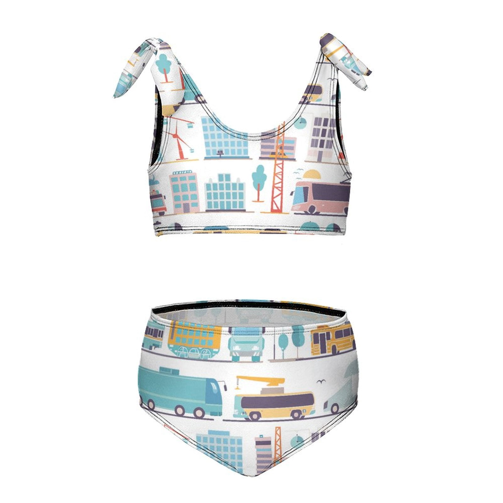 Christmas Train Cedar Tree Girls' beach sports two-piece swimsuit set ...