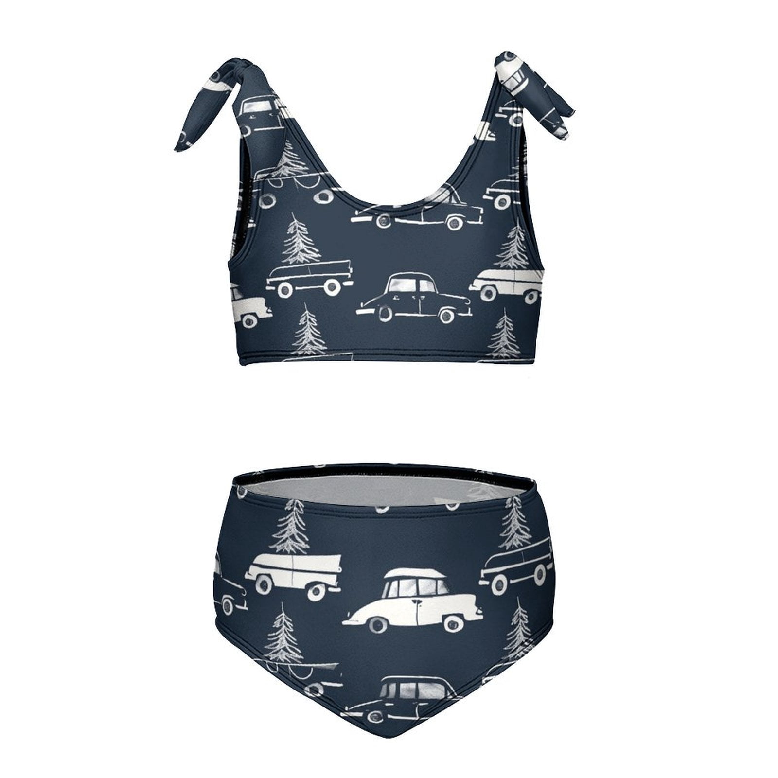 Christmas Train Cedar Tree Girls' beach sports two-piece swimsuit set ...
