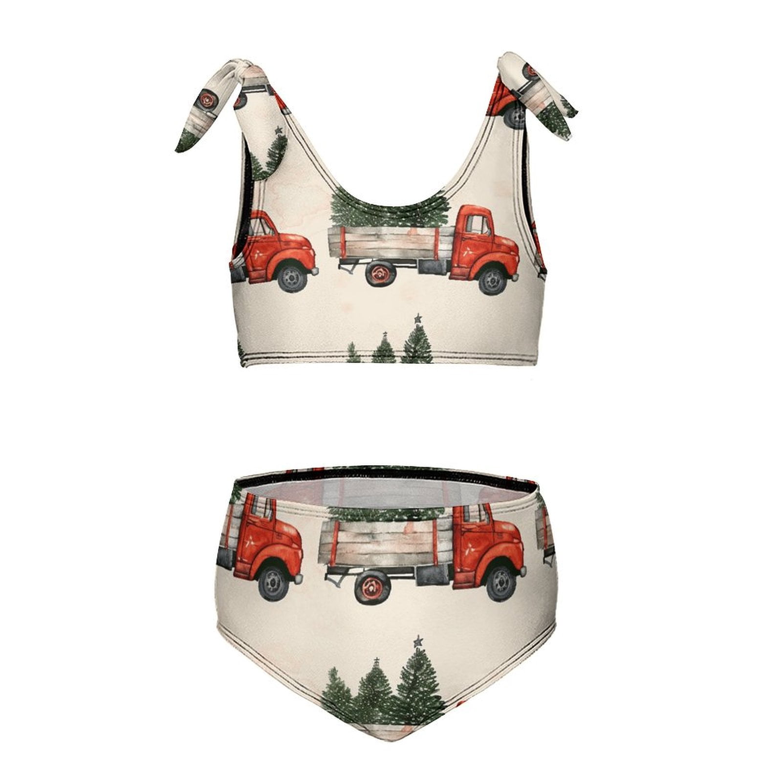 Christmas Train Cedar Tree Two Piece Swimsuit Set, Bikini Swimsuit ...