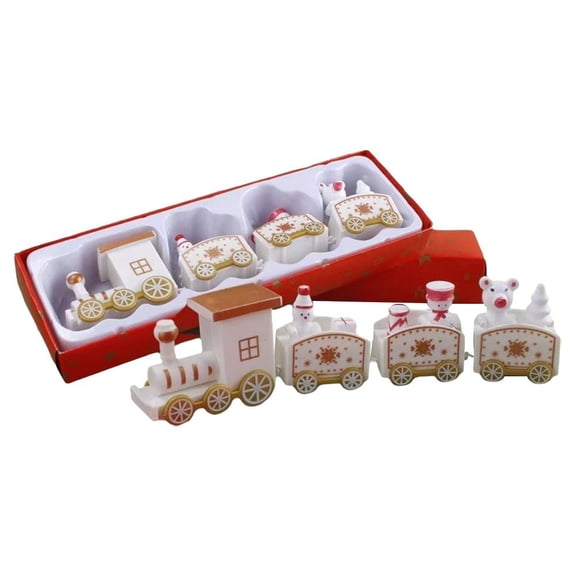 Christmas Train Decorations, Pink Mini Toy Train Set with 4 Carriages, DIY Festive Cardboard Craft for Kids