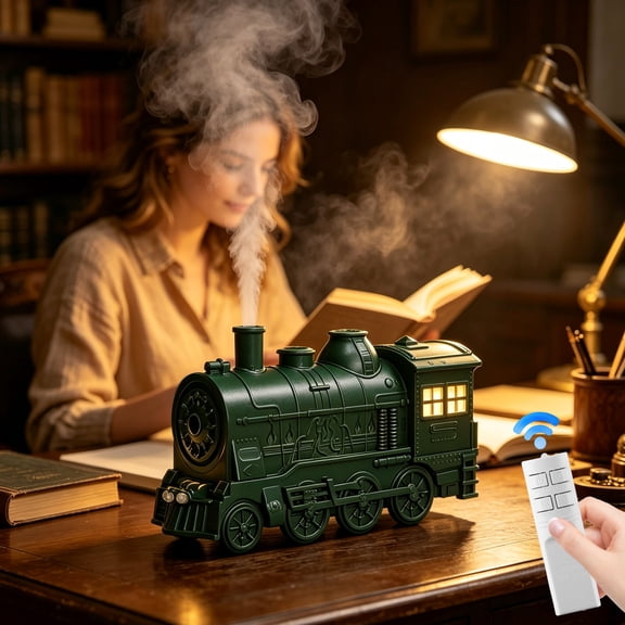 Christmas Train Diffusers for Essential Oils, Remote Control Vintage Train Oil Diffuser with Dual Mist Nozzle, Decorative Desktop Train Humidifier for Home Bedroom Office Aromatherapy