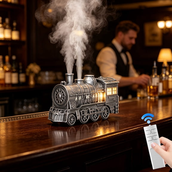 Christmas Train Diffusers for Essential Oils, Remote Control Vintage Train Oil Diffuser with Dual Mist Nozzle, Decorative Desktop Train Humidifier for Home Bedroom Office Aromatherapy