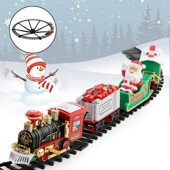 Christmas Train Electric Toys Battery Operated with Rail Car Train Track Festive Tree Decoration Toy Railway Car Christmas Gifts