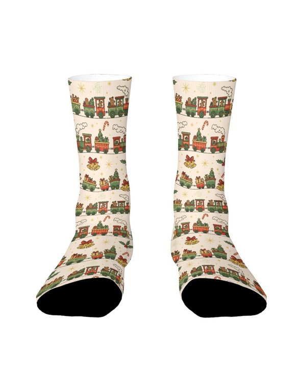 Christmas Train Funny Novelty Crew Socks for Women Men Sports