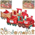 thumbnail image 1 of Christmas Train Gift Box, Santa Express Train Gift Box, Whimsical Gingerbread Design Christmas Trains, Sets Xmas Decoration Present Storage, Holding Presents/Candy, Party Centerpiece (#A+B), 1 of 9