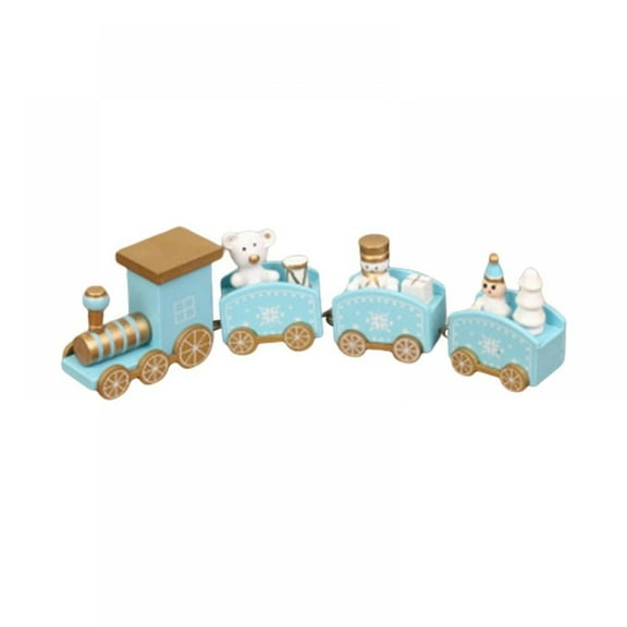 Christmas Train Set Around Tree for Kids, Railway Train Set 4- Section Train Toy Playset Wooden Christmas Train Model Toy for Girls
