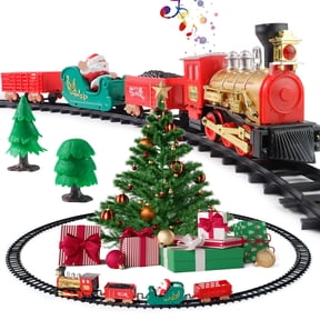 Christmas Train Set Electric Train Toy for Boys Girls Railway Kit Under Around The Christmas Tree with Sounds Lights