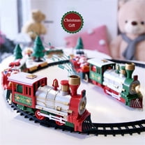 Christmas Train Set with Lights & Sounds - Battery Operated Motorized Engine & Snap-Track Railway, ABS Plastic Toy for Kids 3 (Batteries Not Included) as shown