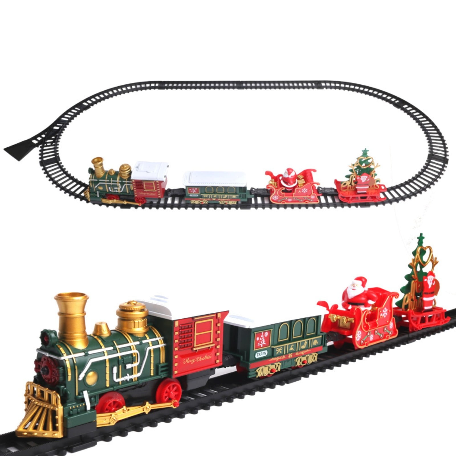 Christmas Train Set with Smokes, Lights & Sound Train Set for Under ...