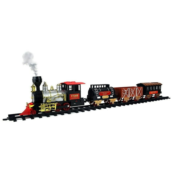 Christmas Train Set Toys for Kids, Electric Toy W/Smoke Light and Sound Include 4 Cars and 16 Tracks Toys Birthday for 3 4 5 6 Year Old Boys Girl