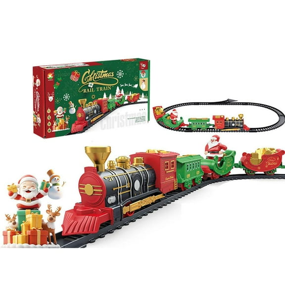 Christmas Train Set for Under The Tree with Lights,Electric Train Sets with Light & Sounds,Smoke Effect,Xmas Trains Set Under Christmas Tree,Perfect Holiday or Birthday Gift