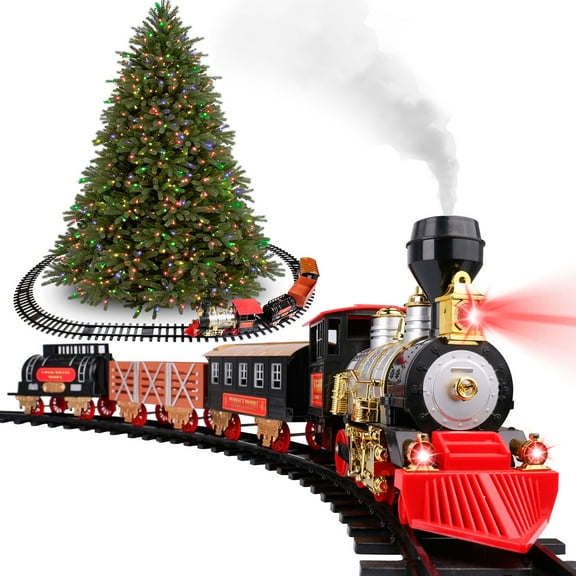 Christmas Train Set for Kids  Classic Holiday Train Playset with Track, Engine, Carriages & Festive Sounds, Easy Assembly, Perfect Under the Tree