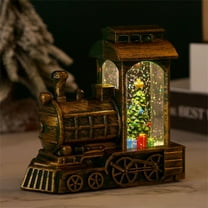 Christmas Train Snow Globe, Lighted-up Glittering Lantern for Christmas Table Centerpiece Decoration and Gift
