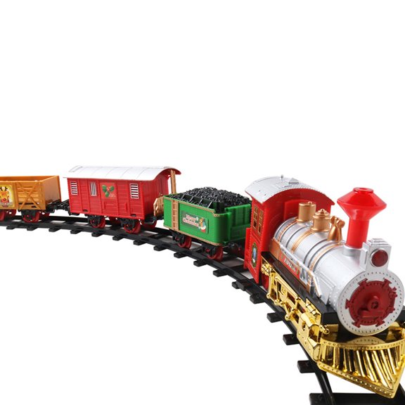 Christmas Train Steam Locomotive Engine Cargo Car and Train Tracks Party Home Tree Kindergarten Festive Decor