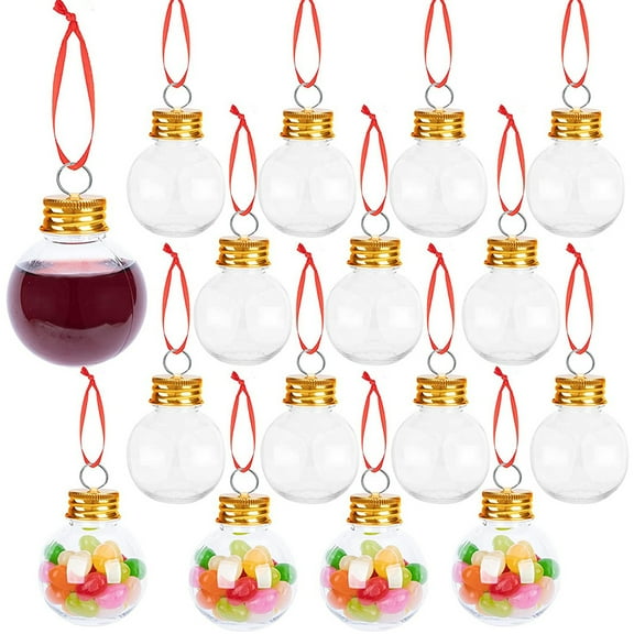 Christmas Transparent Empty Bottle Pendant 10 Pcs Fillable Storage Jar for Filling Candy Nut Peanut Small Snacks