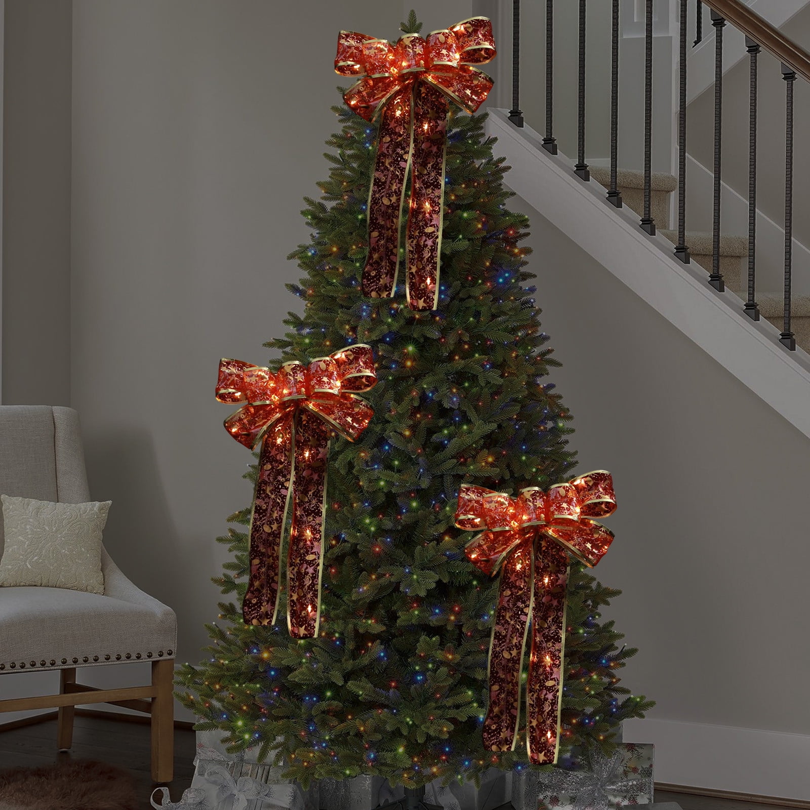 Christmas Transparent Ribbon Bow, Glowing Hanging Accessory for ...