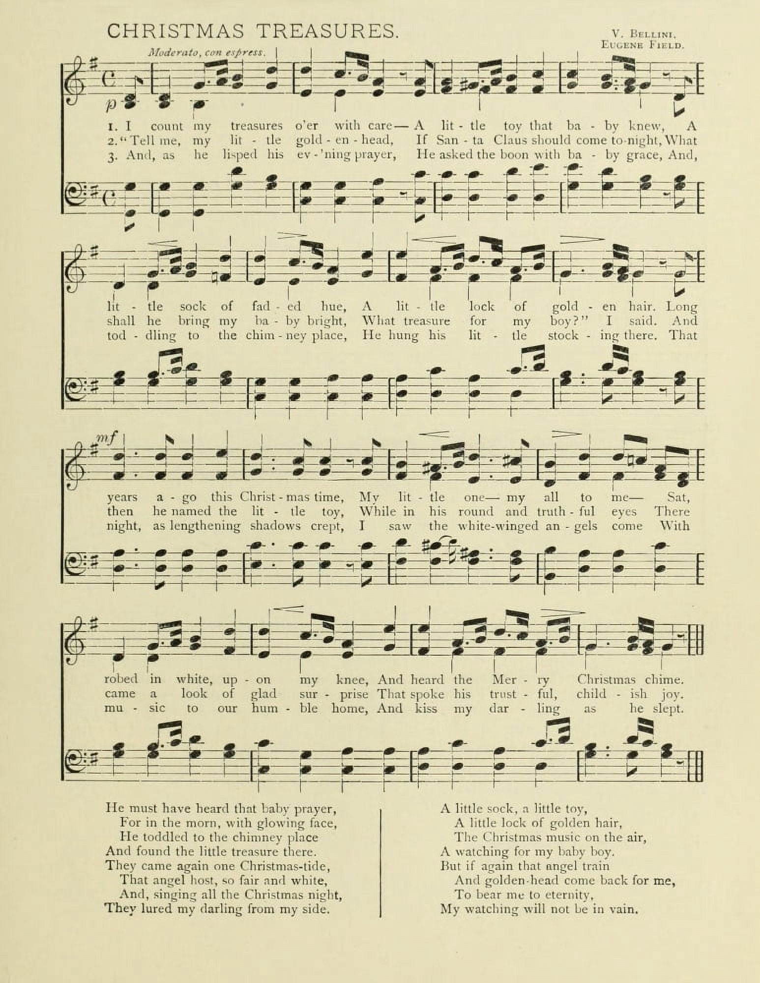 Christmas Treasures Christmas in Song 1891 Canvas Art - (18 x 24)