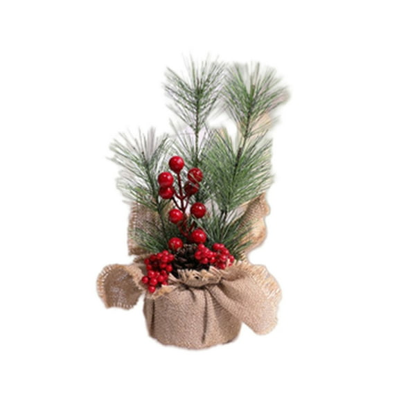Christmas Tree 11inch Artificial Christmas Trees Mini Christmas Trees Artificial Table Top Little Xmas Decorations with Holiday Ball Ornaments Red Berry Pinecone for Home Party Xmas Decor