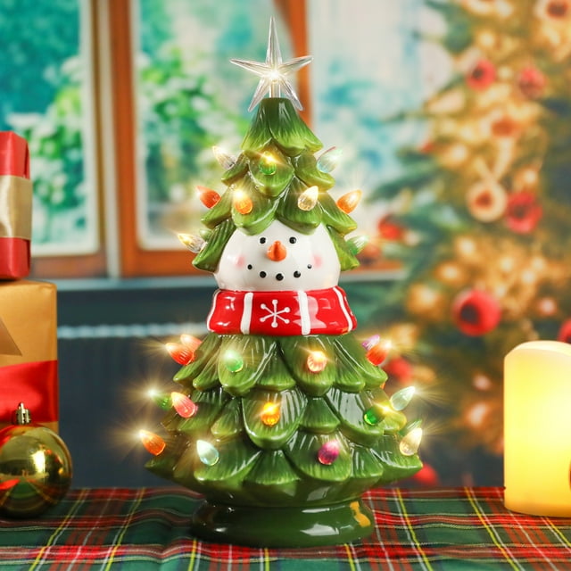 Christmas Tree 12 inches Snowman Decor with MultiColor LED Lights