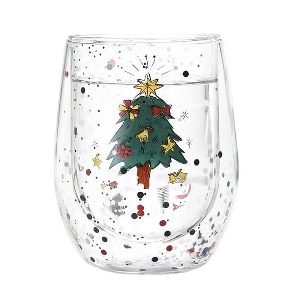 Christmas Tree 14 Fl.Oz.Highball Glass,Polka Dot – Classic Glass,Cocktail Glasses for Mixed Drinks,Beverage Glasses for Holiday Celebrations,Clear2