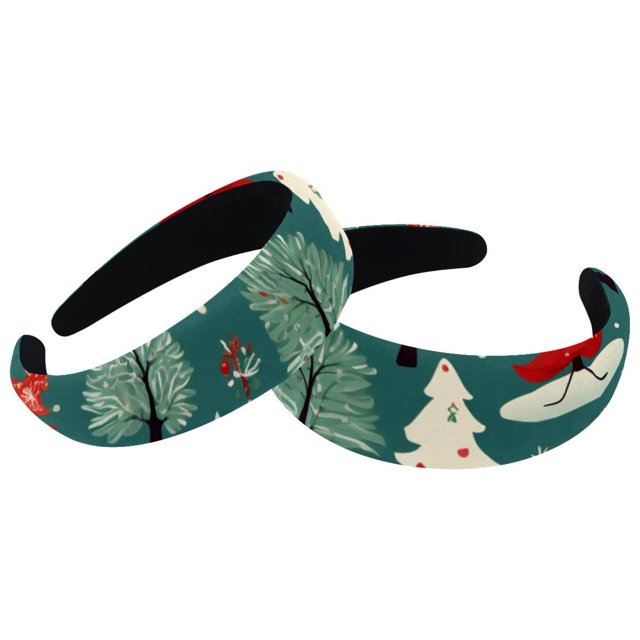 Christmas Tree 2 Pcs Soft Wide Headbands Printed Hair Bands Headband
