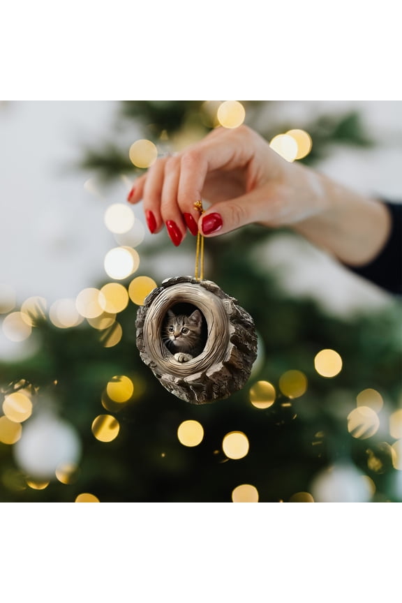 Christmas Tree 2D Flat Printing Acrylic Decorations,Whimsical Cat and Paw Print Ornaments,Durable Holiday Ornaments for Tree,Keychain,Bag,Wall Hanging,Seasonal Decor for Home Celebration-B