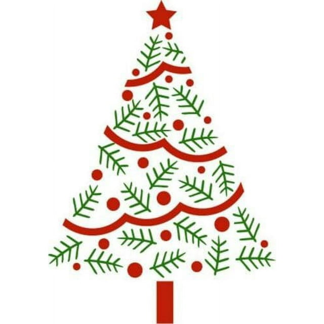 Christmas Tree 3 - Holiday Decoration Stencil for Painting Christmas Cards Ornaments Winter Art DIY Art & Craft Reusable Sturdy Flexible Template 10 mil Plastic Mylar - The Artful Stencil