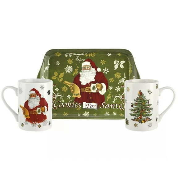 Spode Christmas Tree 3 Piece Mug & Tray Set Cookies for Santa