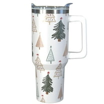 Christmas Tree 30 oz Tumbler with Handle, Stainless Steel Vacuum Insulated Sports Water Bottle, Leak-proof Travel Coffee Mug Cup with Lid and Straw for Water, Iced Tea or Coffee