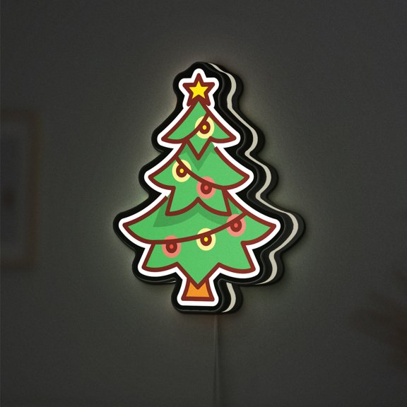 Christmas Tree 3D Novelty Light Box, Festive Living Room Decor for Holiday Homes and Winter Celebrations (Width 12 inch, 30cm)
