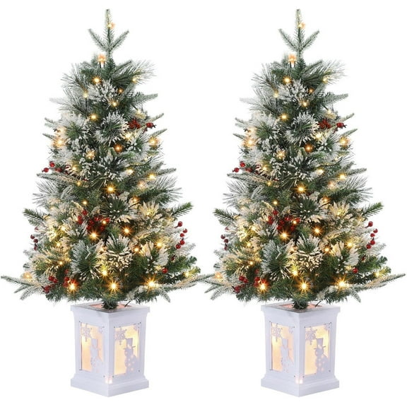 Christmas Tree - 3ft-4.5 Imitation Fiber Optic Light Flocked Tree, Home Decoration, Christmas Gift