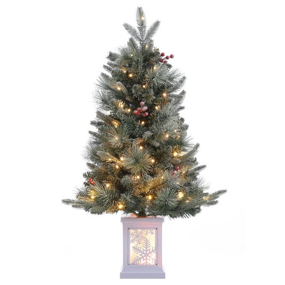 Christmas Tree - 3ft-4.5 Imitation Fiber Optic Light Flocked Tree, Home Decoration, Christmas Gift
