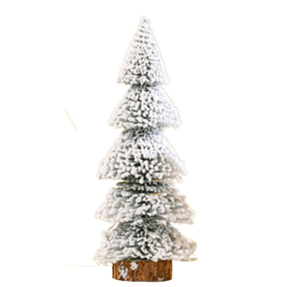 Christmas Tree 5.91inch Artificial Christmas Trees Tower-shaped Flocked Cedar Miniature Christmas Trees Snow Frost Ornaments With Wooden Bases For Christmas Party Table Top Decor Winter Crafts