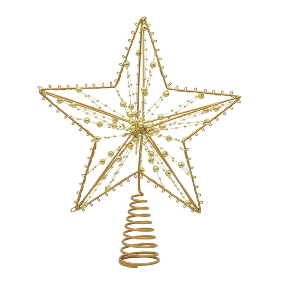 Christmas Tree 5 Pointed Star with Led Light Gold Glitter Decor for Christmas Tree Decoration Trees Star
