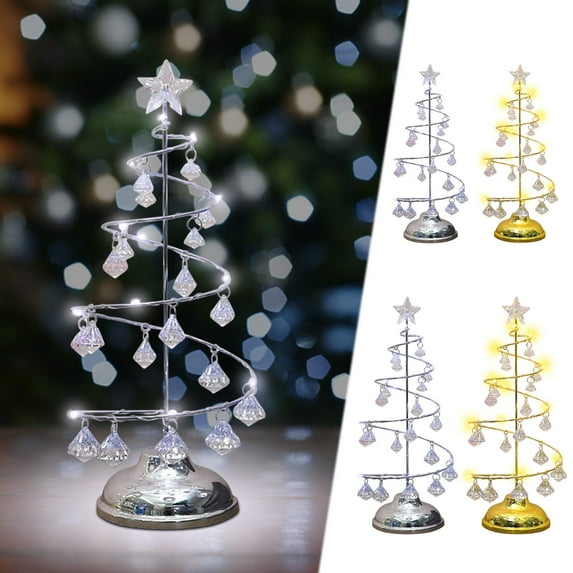 Christmas Tree under $5! Xqxayjr LED Christmas Tree Light, Crystal Tabletop Christmas Tree with Copper Wire, Battery Operated Night Light for Holiday Decor, Festive Desktop Decoration for Home Office