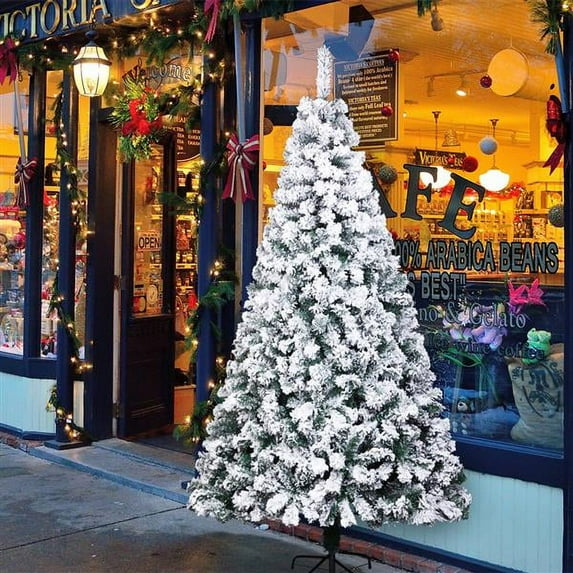 Christmas Tree 6 FT Artificial White Home Holiday Décor, Metal Stand PVC Material 750 Branches Indoor Decoration , Easy Assembly & Storage (6 FT)