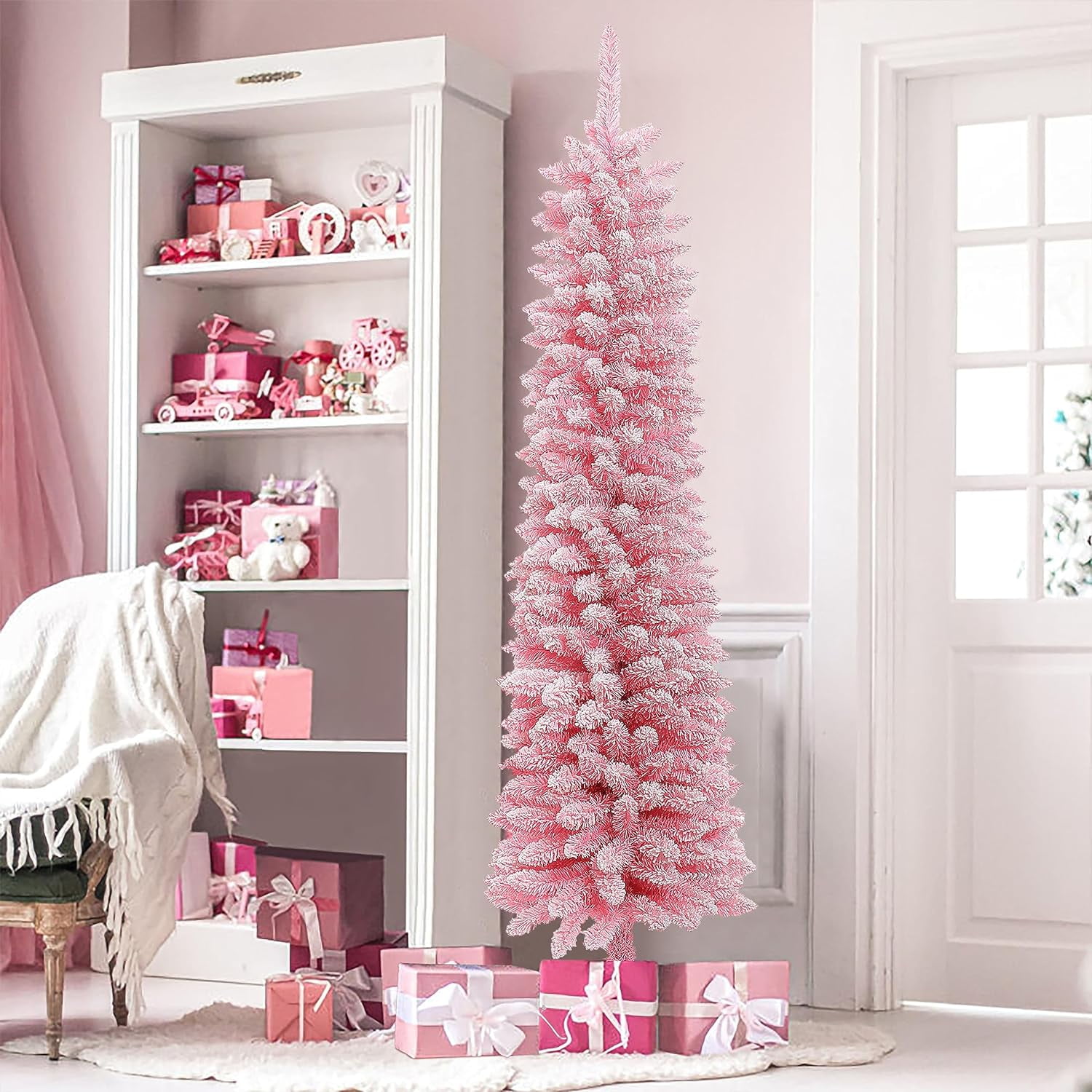 Christmas Tree, 6Ft Unlit Slim Christmas Tree, Artificial Christmas