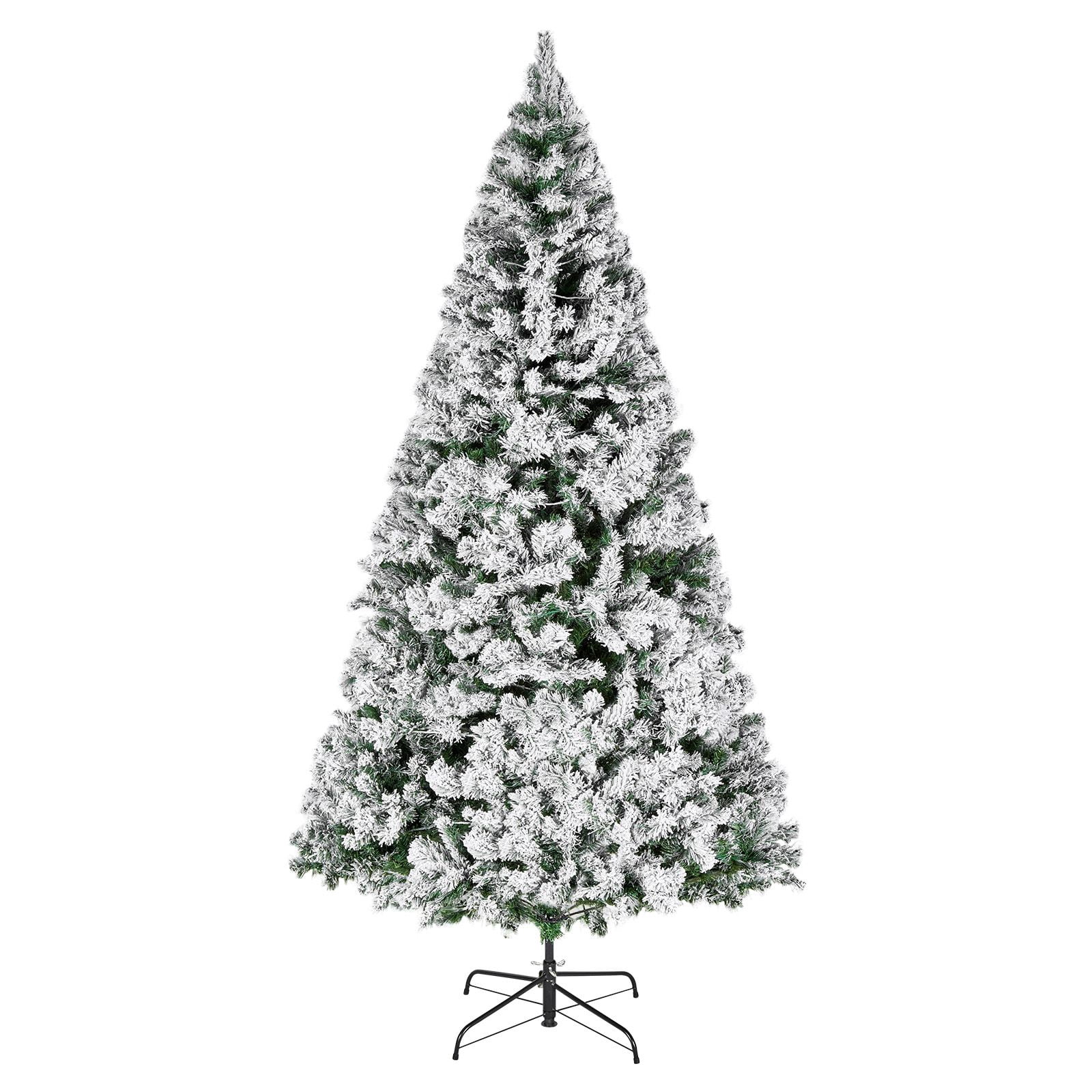 Christmas Tree, 7.2ft Prelit Flocked Artificial Tree, Full Holiday Xmas Deco Trees with 470 Colorful LED Lights, 11 Lighting Modes & 1346 Branch Tips for Home Party Office Decoration