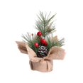 thumbnail image 1 of Christmas Tree 7.48inch Artificial Christmas Trees Mini Christmas Trees Artificial Table Top Little Xmas Decorations with Holiday Ball Ornaments Red Berry Pinecone for Home Party Xmas Decor, 1 of 7
