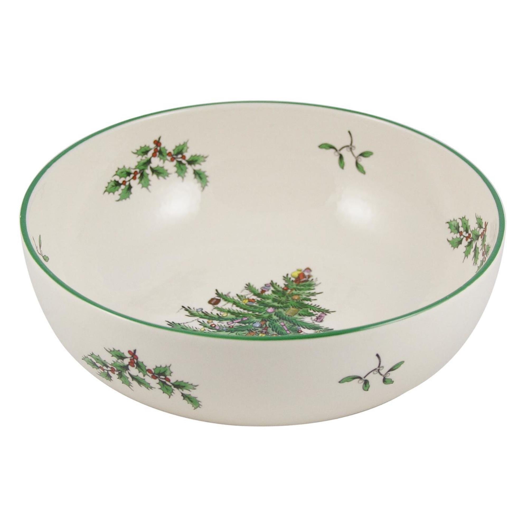 7-Inch Clear Glaze Ceramic Holiday Serving Bowl