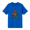 thumbnail image 1 of Christmas Tree Adult Royal Blue Crew Neck Short Sleeve Tee-Medium, 1 of 2